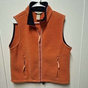 L.L. Bean Mountain Polartec Pile Fleece Vest Burnt Orange Large Petite